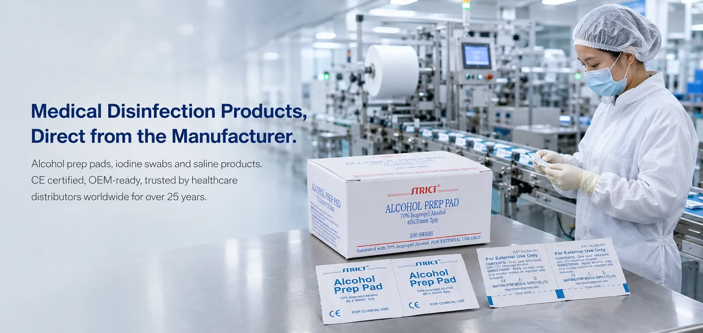 Medical Disinfection Products, Direct from the Manufacturer. Alcohol prep pads, iodine swabs and saline products. ISO 13485 certified, OEM-ready.